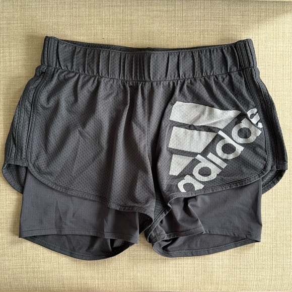 Adidas Dark Grey Compression Lined Running Shorts - Picture 1 of 6